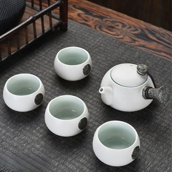 5.9 Fl Oz/175 Ml Small White Ceramic Chinese Teapot And Cup Set