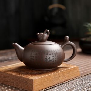 8.1 Fl Oz-9.1 Fl Oz Antique Traditional Chinese Purple Clay Teapot