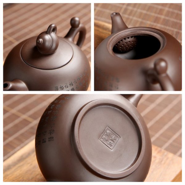 8.1 Fl Oz-9.1 Fl Oz Antique Traditional Chinese Purple Clay Teapot