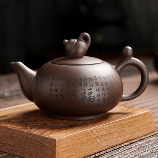 8.1 Fl Oz-9.1 Fl Oz Antique Traditional Chinese Purple Clay Teapot