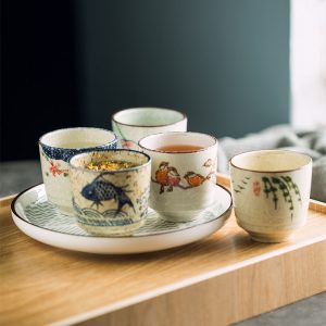 6.8 Fl Oz/200 Ml Blue And White Handmade Vintage Japanese Ceramic Tea Cups And Mugs