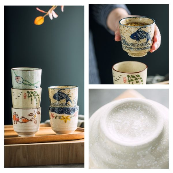 6.8 Fl Oz/200 Ml Blue And White Handmade Vintage Japanese Ceramic Tea Cups And Mugs