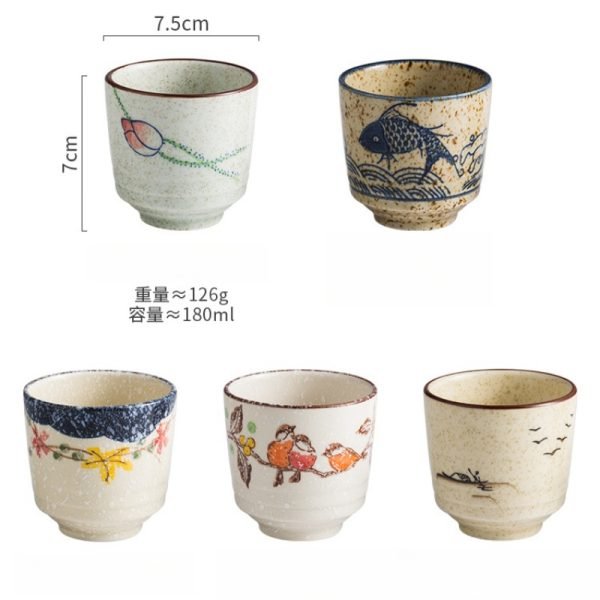 6.8 Fl Oz/200 Ml Blue And White Handmade Vintage Japanese Ceramic Tea Cups And Mugs