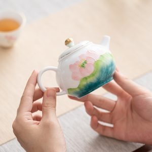 6.1fl Oz/180 Ml Hand Painted Flower Pattern Ceramic Chinese Antique Teapot Set