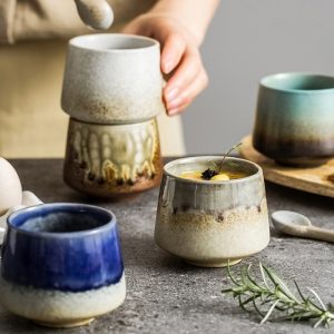 6.8 Fl Oz/200 Ml Blue And White Handmade Vintage Japanese Ceramic Tea Cups And Mugs