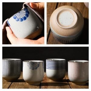 6.8 Fl Oz/200 Ml Blue And White Handmade Vintage Japanese Ceramic Tea Cups And Mugs