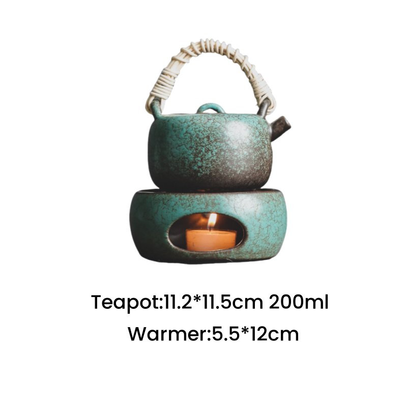 6.8 Fl Oz Antique Teal Ceramic Teapot With Candle Warmer 6.8 Fl Oz Antique Teal Ceramic Teapot With Candle Warmer