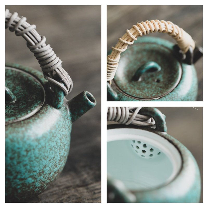 6.8 Fl Oz Antique Teal Ceramic Teapot With Candle Warmer 6.8 Fl Oz Antique Teal Ceramic Teapot With Candle Warmer