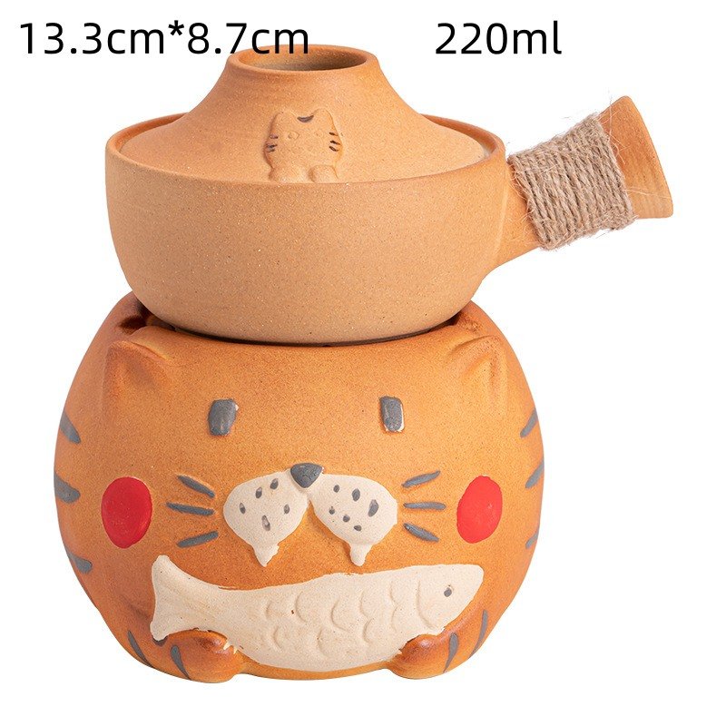 7.4 Fl Oz Creative Cute Cat Orange Ceramic Teapot With Candle Warmer 7.4 Fl Oz Creative Cute Cat Orange Ceramic Teapot With Candle Warmer