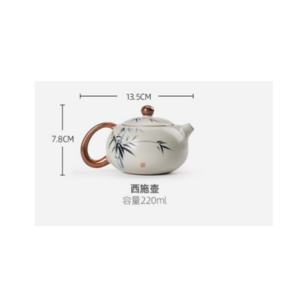33.8 Fl Oz/1000 Ml Blue And Pink Flower Vintage Chinese Teapot With Bamboo Handle