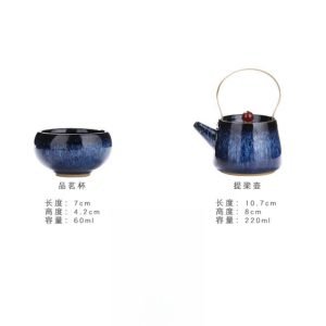 7.4 Fl Oz/220 Ml Traditional Blue Ancient Chinese Teapot And Cup Set