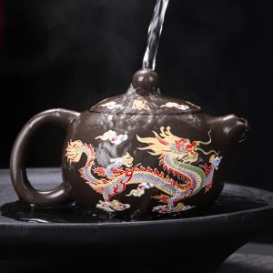 8.1 Fl Oz-9.1 Fl Oz Antique Traditional Chinese Purple Clay Teapot