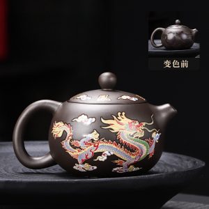 8.1 Fl Oz-9.1 Fl Oz Antique Traditional Chinese Purple Clay Teapot