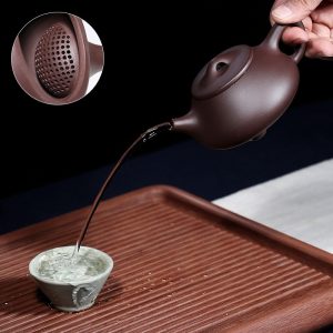 8.1 Fl Oz-9.1 Fl Oz Antique Traditional Chinese Purple Clay Teapot