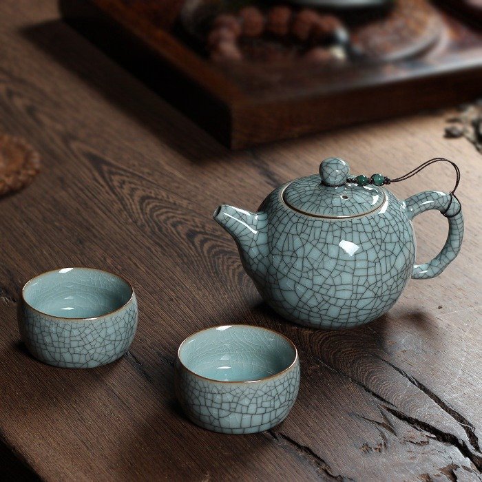 8.1 Fl Oz/240 Ml Antique Blue Ice Crackle Glaze Chinese Teapot And Cup Porcelain Set 8.1 Fl Oz/240 Ml Antique Blue Ice Crackle Glaze Chinese Teapot And Cup Porcelain Set