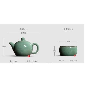 8.1 Fl Oz/240 Ml Antique Blue Ice Crackle Glaze Chinese Teapot And Cup Porcelain Set