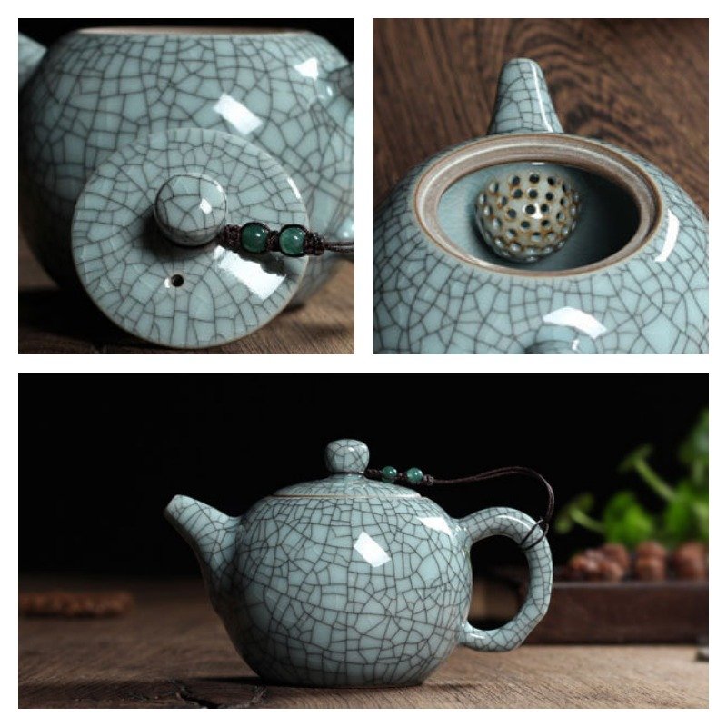 8.1 Fl Oz/240 Ml Antique Blue Ice Crackle Glaze Chinese Teapot And Cup Porcelain Set 8.1 Fl Oz/240 Ml Antique Blue Ice Crackle Glaze Chinese Teapot And Cup Porcelain Set