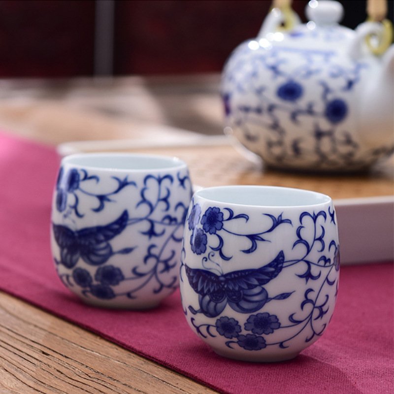 8.1 Fl Oz/240 Ml Blue And White Porcelain Antique Chinese Ceramic Tea Cups 8.1 Fl Oz/240 Ml Blue And White Porcelain Antique Chinese Ceramic Tea Cups