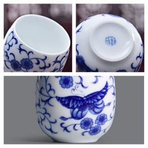 8.1 Fl Oz/240 Ml Blue And White Porcelain Antique Chinese Ceramic Tea Cups