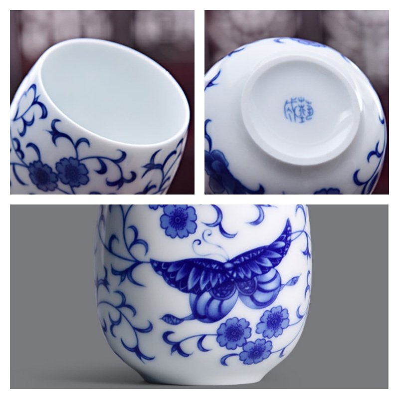 8.1 Fl Oz/240 Ml Blue And White Porcelain Antique Chinese Ceramic Tea Cups 8.1 Fl Oz/240 Ml Blue And White Porcelain Antique Chinese Ceramic Tea Cups