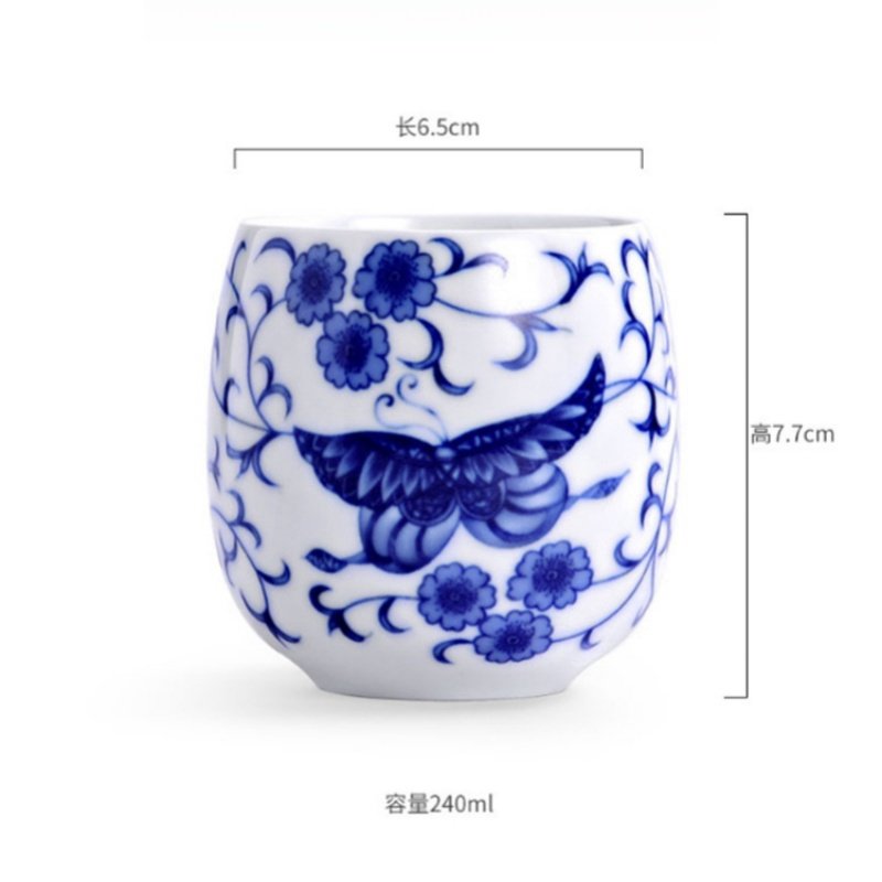 8.1 Fl Oz/240 Ml Blue And White Porcelain Antique Chinese Ceramic Tea Cups 8.1 Fl Oz/240 Ml Blue And White Porcelain Antique Chinese Ceramic Tea Cups