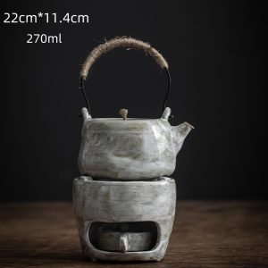 11.8 Fl Oz Black High Mountain Rough Pottery Teapot And Warmer