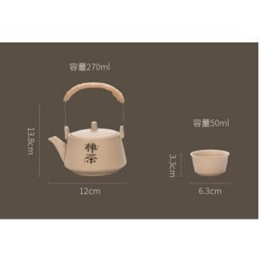 8.1 Fl Oz/240 Ml Antique Blue Ice Crackle Glaze Chinese Teapot And Cup Porcelain Set