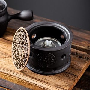 Black And Golden Modern Sleek Teapot Candle Warmer
