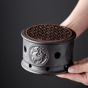 Black And Golden Modern Sleek Teapot Candle Warmer