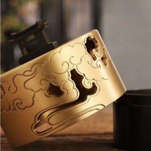 Auspicious Clouds Chinese Antique Brass Incense Burner