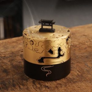 Auspicious Clouds Chinese Antique Brass Incense Burner