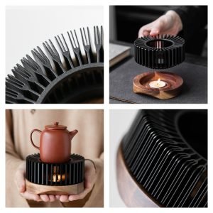 Black And Golden Modern Sleek Teapot Candle Warmer