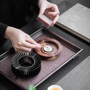 Black And Golden Modern Sleek Teapot Candle Warmer