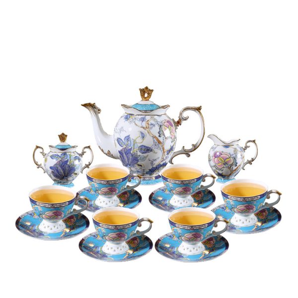 Blue Floral And Royal Elegance In Vintage And Bone China Porcelain Tea And Coffee Set For Adults