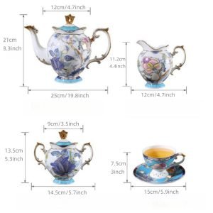 Blue Floral And Royal Elegance In Vintage And Bone China Porcelain Tea And Coffee Set For Adults
