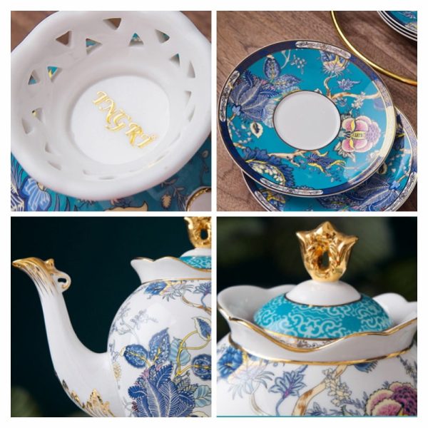 Blue Floral And Royal Elegance In Vintage And Bone China Porcelain Tea And Coffee Set For Adults