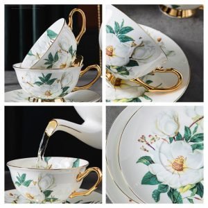 Blue Floral And Royal Elegance In Vintage And Bone China Porcelain Tea And Coffee Set For Adults