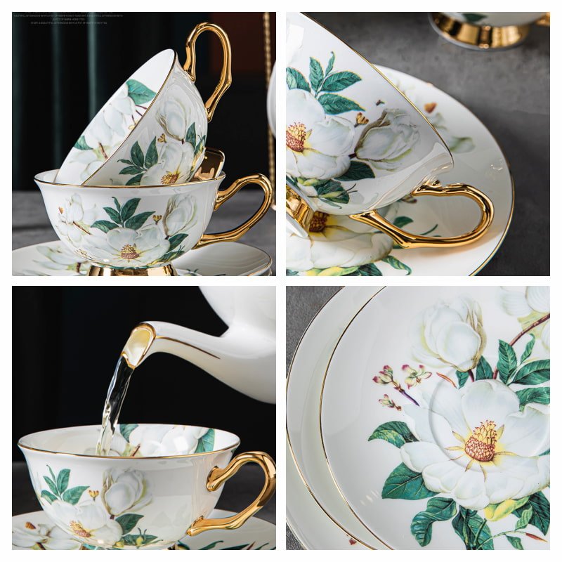 Blue Floral And Royal Elegance In Vintage And Bone China Porcelain Tea And Coffee Set For Adults Blue Floral And Royal Elegance In Vintage And Bone China Porcelain Tea And Coffee Set For Adults