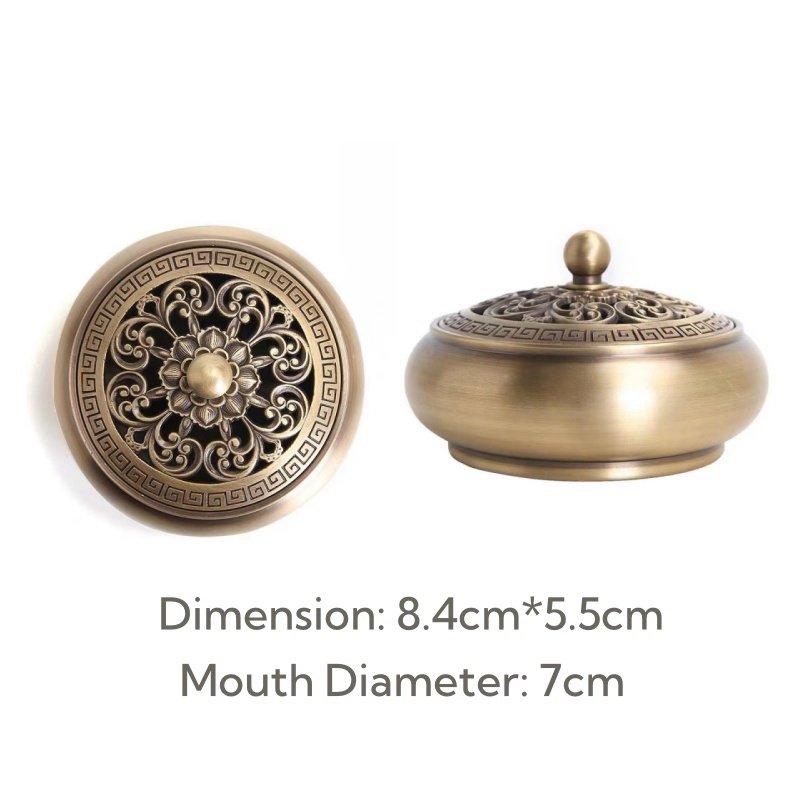 Hand-Carved Flower Antique Chinese Brass Incense Burner Hand-Carved Flower Antique Chinese Brass Incense Burner