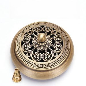 Hand-Carved Flower Antique Chinese Brass Incense Burner