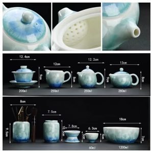 Crystal Glaze Porcelain Traditional Chinese Tea Ceremonial Set With Gift Box