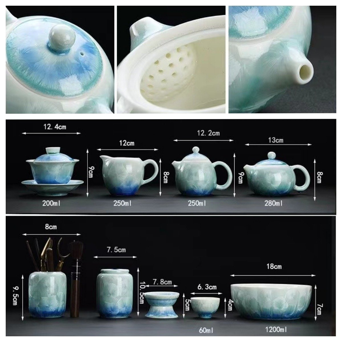 Crystal Glaze Porcelain Traditional Chinese Tea Ceremonial Set With Gift Box Crystal Glaze Porcelain Traditional Chinese Tea Ceremonial Set With Gift Box