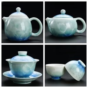 Crystal Glaze Porcelain Traditional Chinese Tea Ceremonial Set With Gift Box