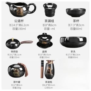 Antique Black Glaze Goldfish Porcelain Traditional Chinese Tea Ceremony Set