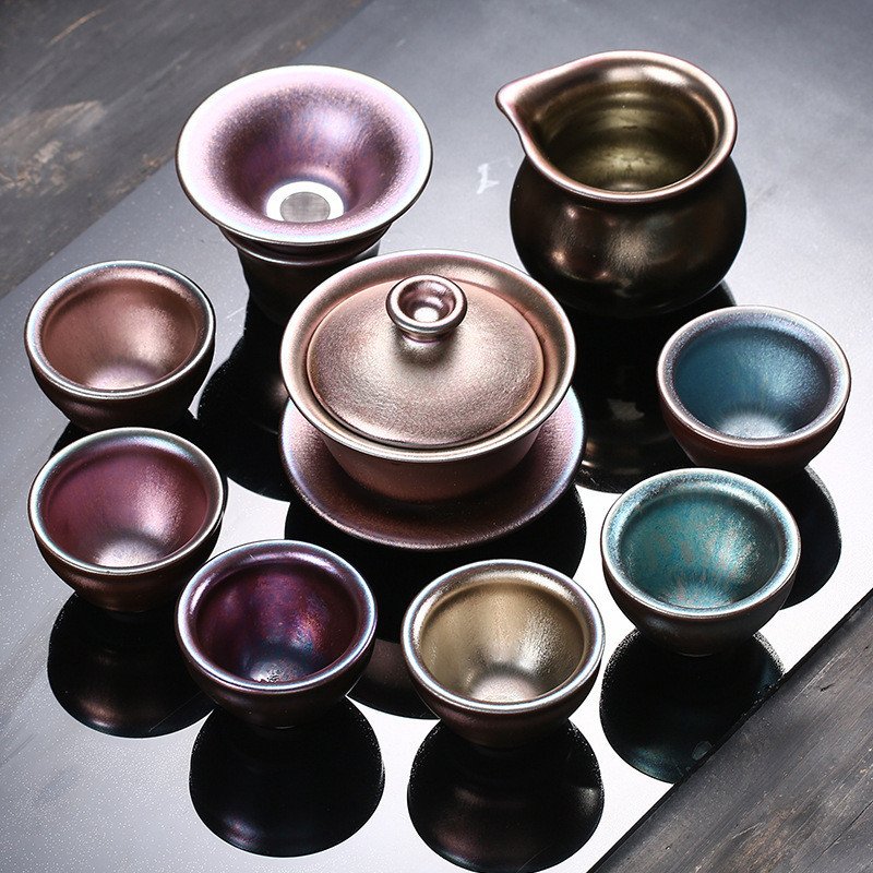 Authentic Handmade Colorful Glaze Pottery Traditional Chinese Tea Set Authentic Handmade Colorful Glaze Pottery Traditional Chinese Tea Set