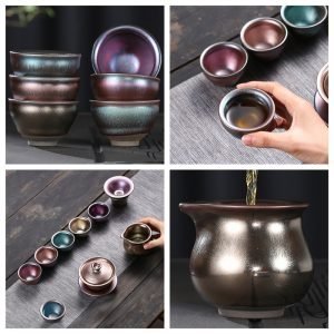 Authentic Handmade Colorful Glaze Pottery Traditional Chinese Tea Set