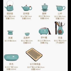 Antique Cracked Ceramic Dragon Pattern Traditional Chinese Tea Ceremony Set
