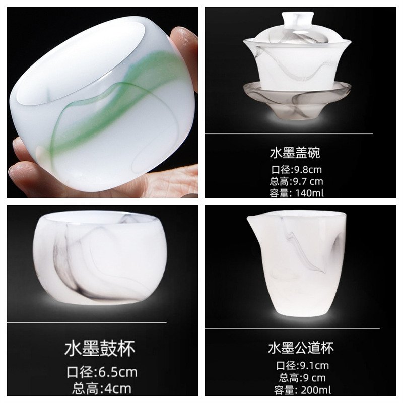 Antique Ink Style Ice Jade Porcelain Traditional Chinese Tea Set With Gift Box Antique Ink Style Ice Jade Porcelain Traditional Chinese Tea Set With Gift Box