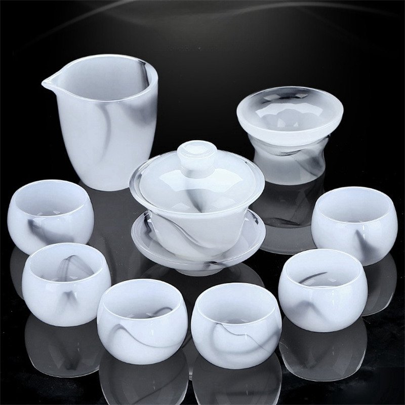 Antique Ink Style Ice Jade Porcelain Traditional Chinese Tea Set With Gift Box Antique Ink Style Ice Jade Porcelain Traditional Chinese Tea Set With Gift Box