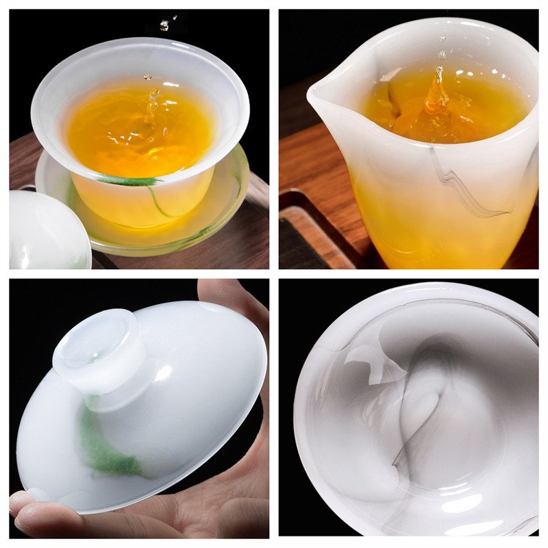 Antique Ink Style Ice Jade Porcelain Traditional Chinese Tea Set With Gift Box Antique Ink Style Ice Jade Porcelain Traditional Chinese Tea Set With Gift Box
